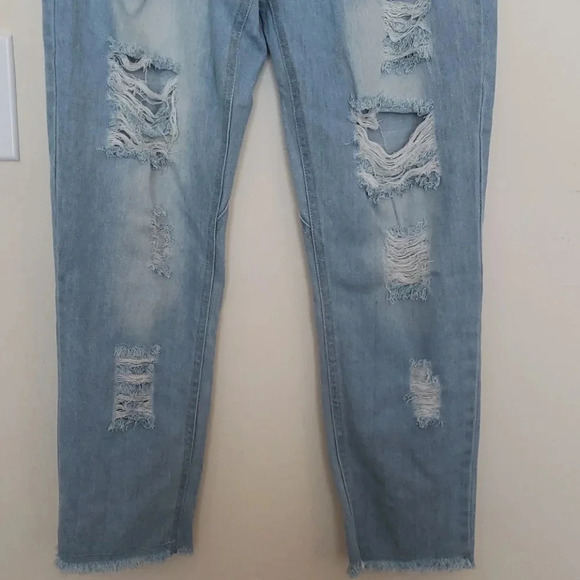 CHOIES Light Blue High Waisted Distressed Jeans - Picture 4 of 13